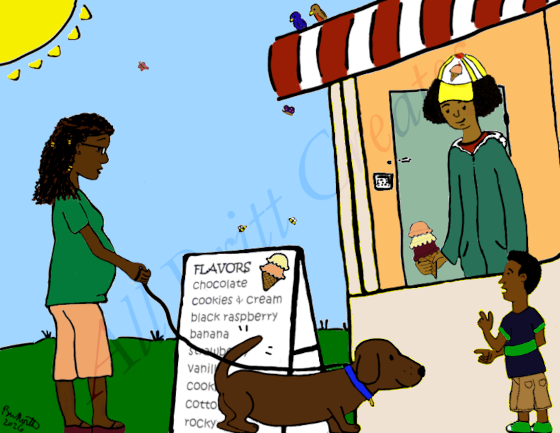 dog kid ice cream stand with watermark layers color test